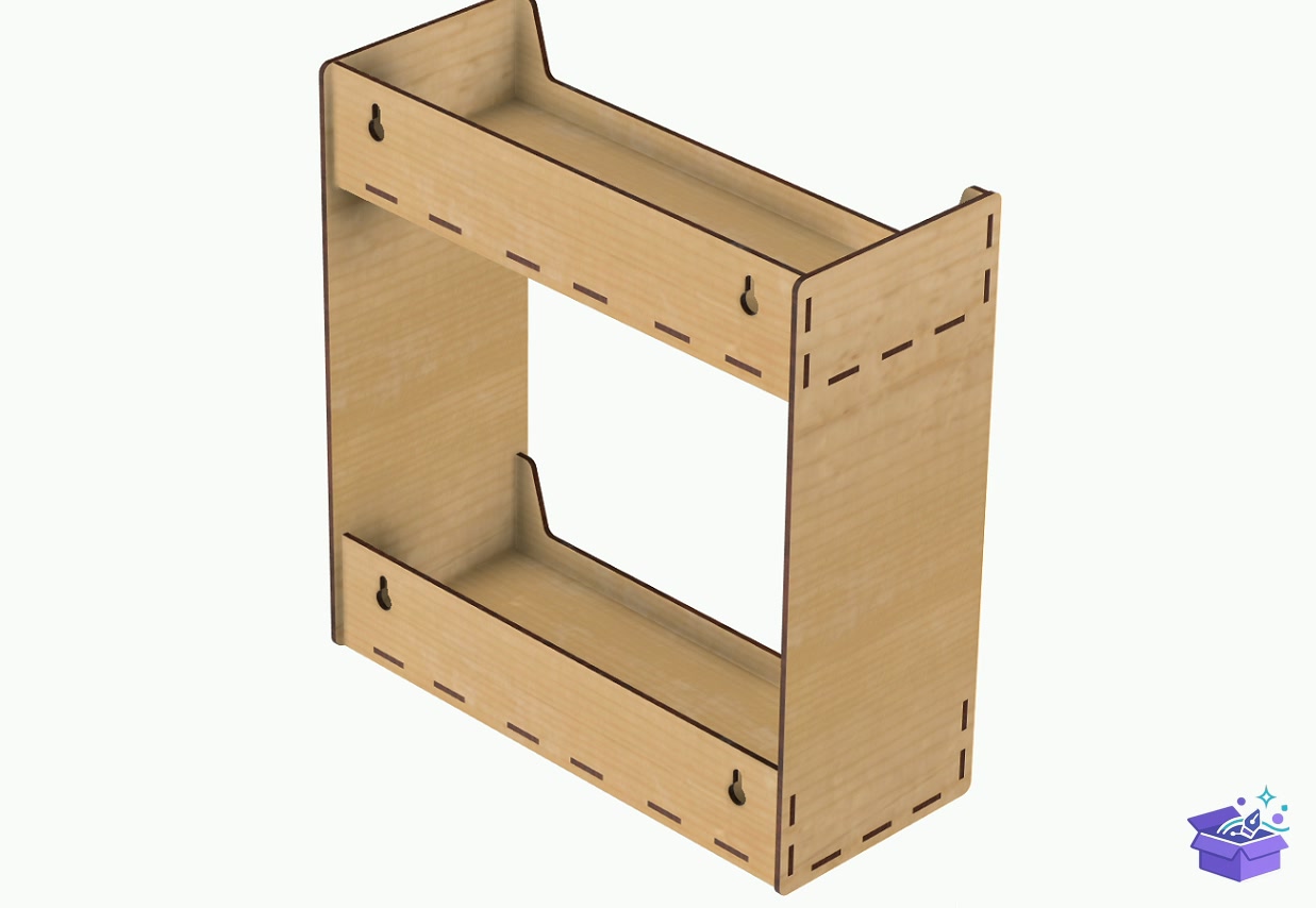 Lazer Kesim 2 Tiered Wall Trinket Duvar Rafı - Lazer Kesim ve Çizim Dosyası (SVG, DXF, EPS, PNG) - detaylı önizleme 3