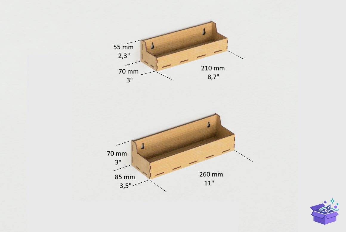 Lazer Kesim Wall Raflar 4 Pc Spice Rack - Lazer Kesim ve Çizim Dosyası (SVG, DXF, EPS, PNG) - detaylı önizleme 3