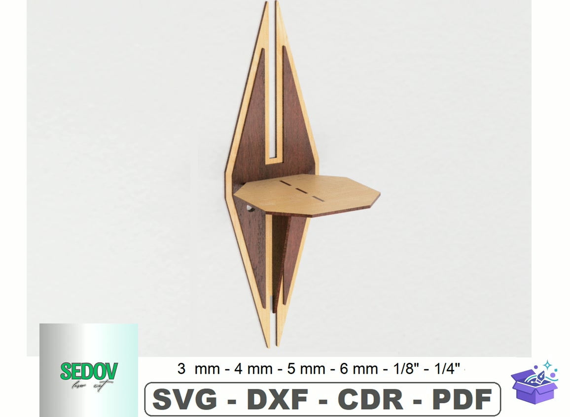 Lazer Kesim Decorative Plant Duvar Rafı - Lazer Kesim ve Çizim Dosyası (SVG, DXF, EPS, PNG) - Lazer Kesim Dosyaları İndir (DXF, SVG, AI)