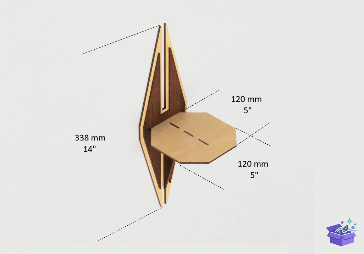 Lazer Kesim Decorative Plant Duvar Rafı - Lazer Kesim ve Çizim Dosyası (SVG, DXF, EPS, PNG) - detaylı önizleme 2