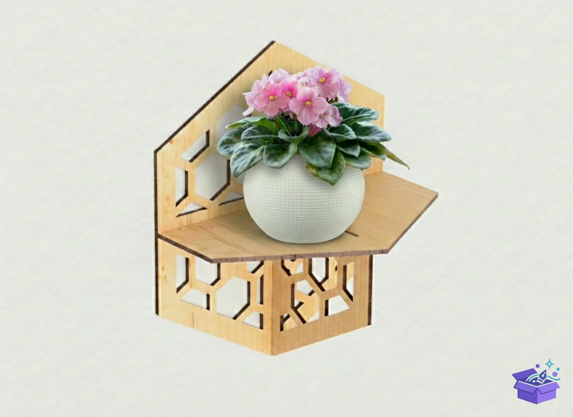 Lazer Kesim Honeycomb Floating Duvar Rafı - Lazer Kesim ve Çizim Dosyası (SVG, DXF, EPS, PNG) - detaylı önizleme 3