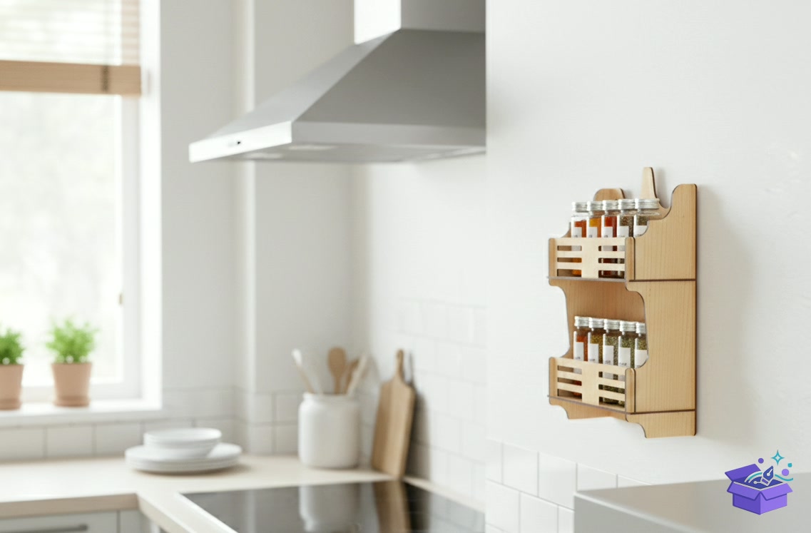 Lazer Kesim Ahşap Wall Spice Rack - Lazer Kesim ve Çizim Dosyası (SVG, DXF, EPS, PNG) - detaylı önizleme 4