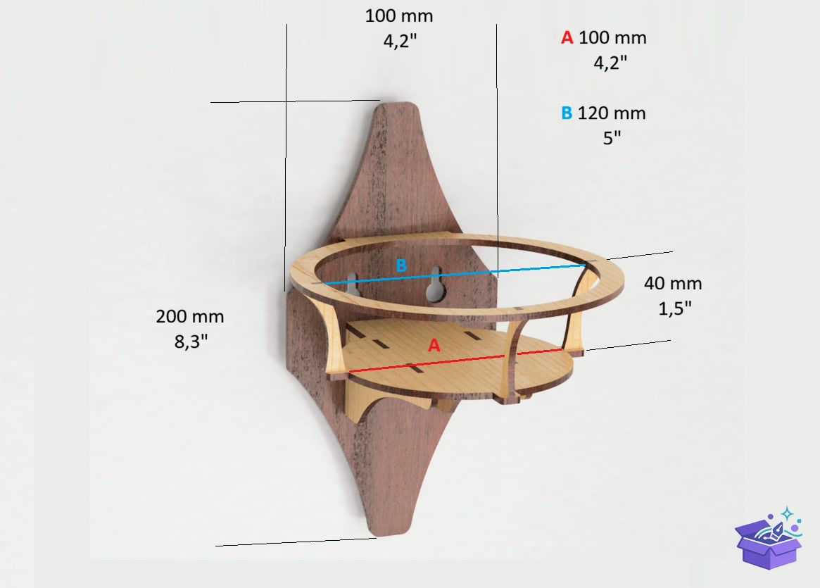 Lazer Kesim Wall Plant Tutucu - Lazer Kesim ve Çizim Dosyası (SVG, DXF, EPS, PNG) - detaylı önizleme 2