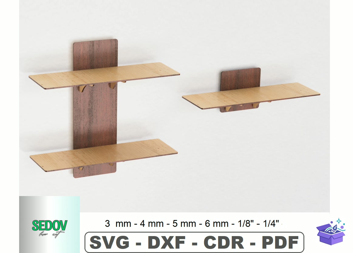 Lazer Kesim Floating Duvar Rafı Photo Display - Lazer Kesim ve Çizim Dosyası (SVG, DXF, EPS, PNG) - Lazer Kesim Dosyaları İndir (DXF, SVG, EPS)