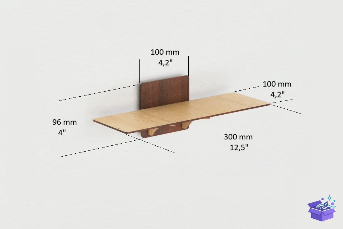 Lazer Kesim Floating Duvar Rafı Photo Display - Lazer Kesim ve Çizim Dosyası (SVG, DXF, EPS, PNG) - detaylı önizleme 2