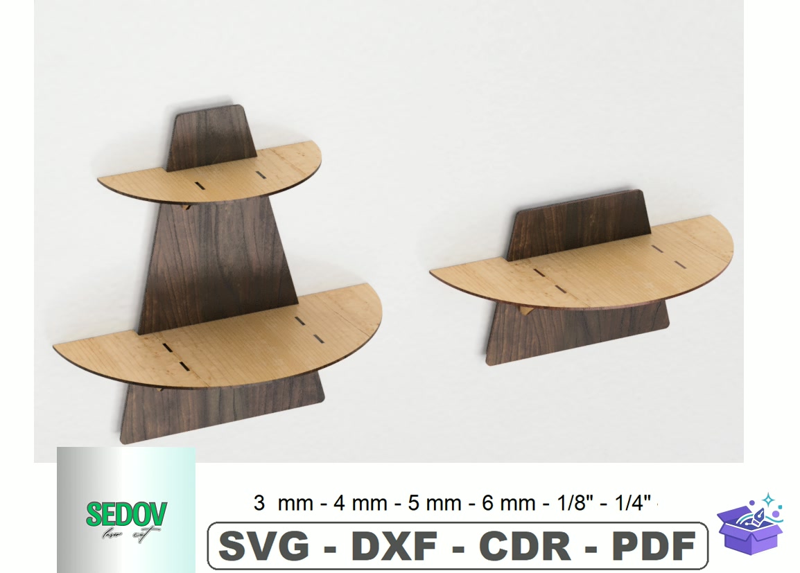 Lazer Kesim Half Moon Wall Duvar Rafı 2 Size - Lazer Kesim ve Çizim Dosyası (SVG, DXF, EPS, PNG) - Lazer Kesim Dosyaları İndir (DXF, SVG, EPS)