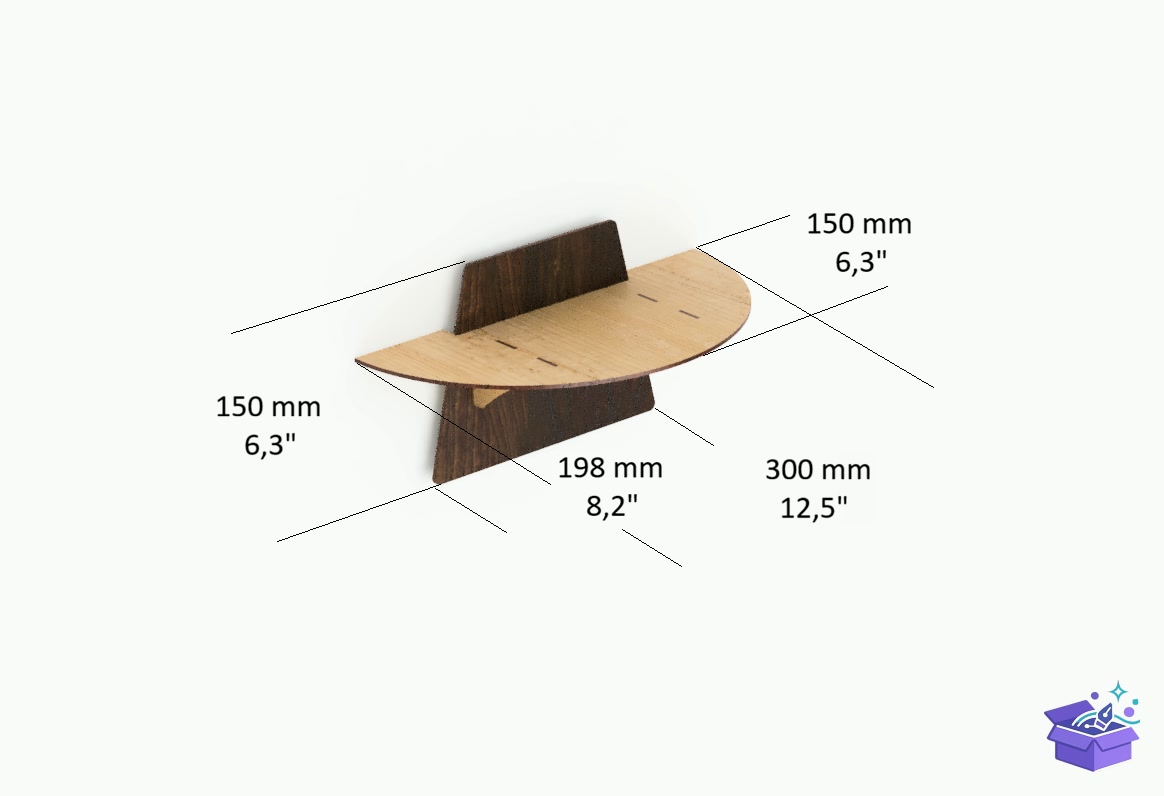Lazer Kesim Half Moon Wall Duvar Rafı 2 Size - Lazer Kesim ve Çizim Dosyası (SVG, DXF, EPS, PNG) - detaylı önizleme 3