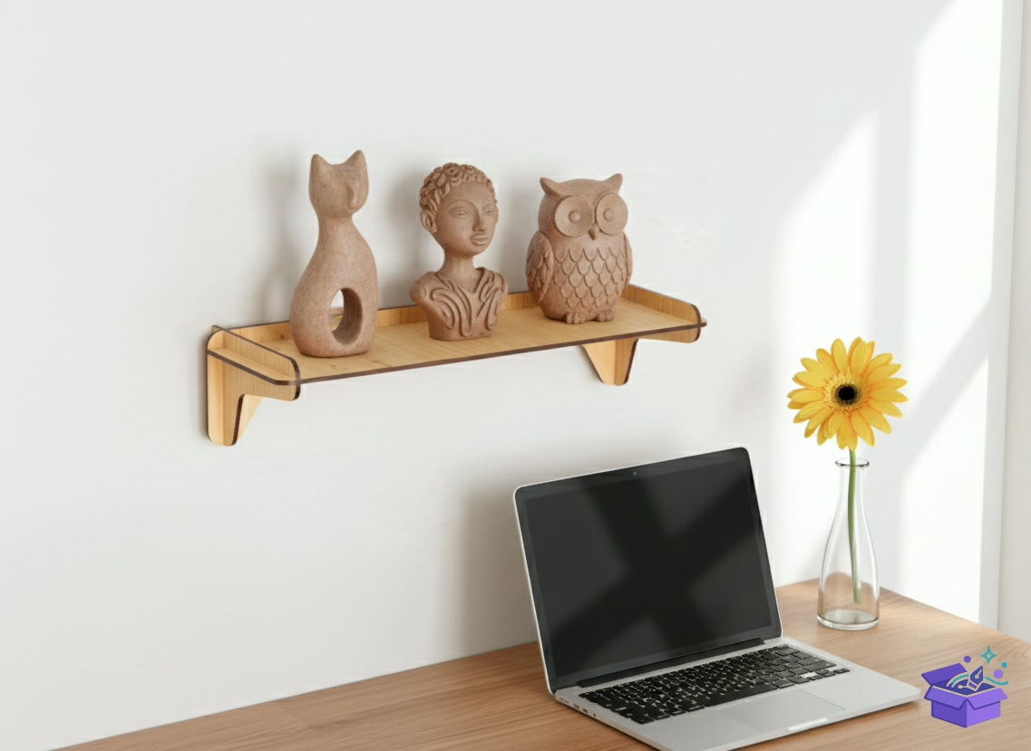 Lazer Kesim Floating Wall Duvar Rafı Design - Lazer Kesim ve Çizim Dosyası (SVG, DXF, EPS, PNG) - detaylı önizleme 3