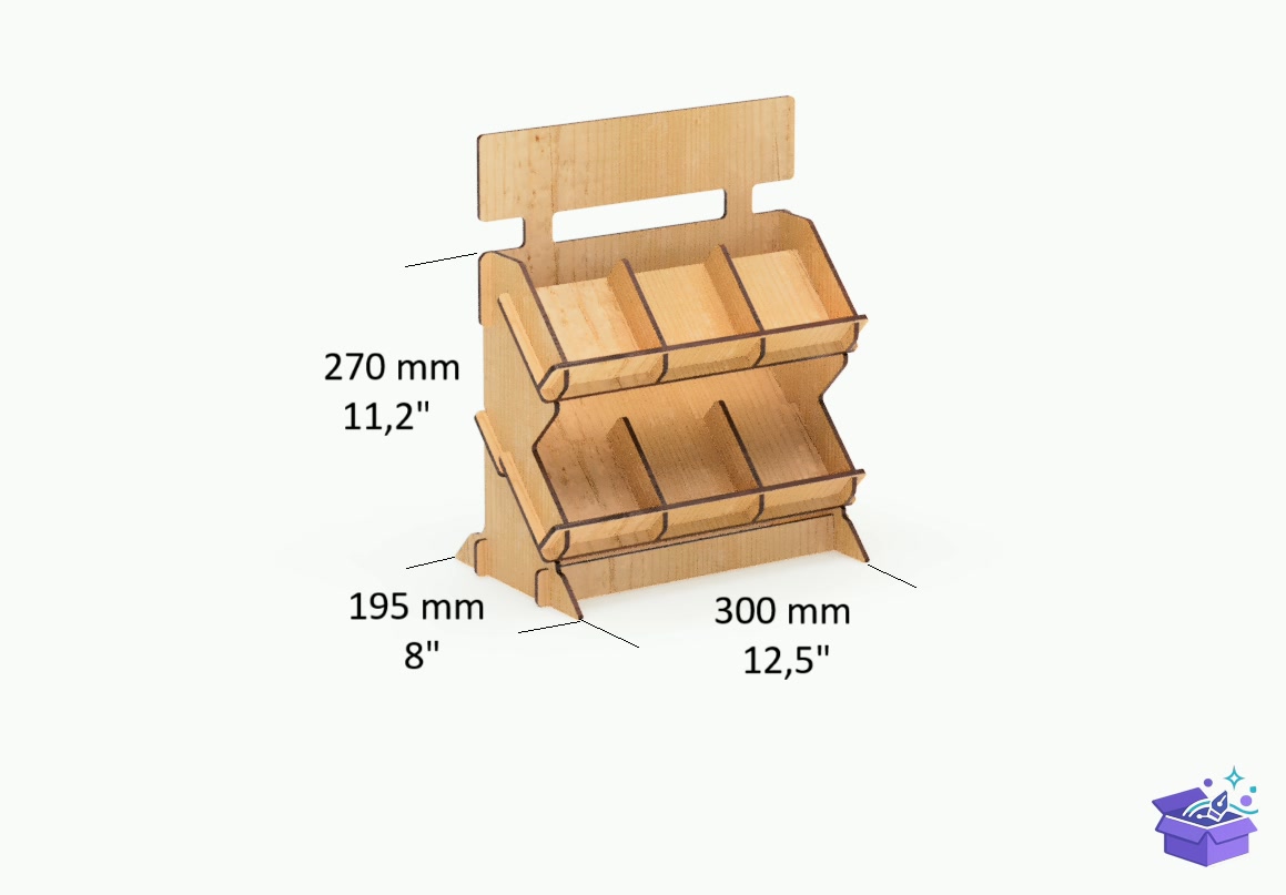 Lazer Kesim Retail Display Stand 3 Sizes - Lazer Kesim ve Çizim Dosyası (SVG, DXF, EPS, PNG) - detaylı önizleme 3