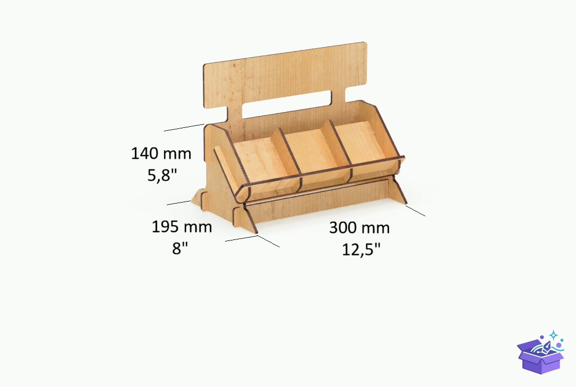 Lazer Kesim Retail Display Stand 3 Sizes - Lazer Kesim ve Çizim Dosyası (SVG, DXF, EPS, PNG) - detaylı önizleme 4