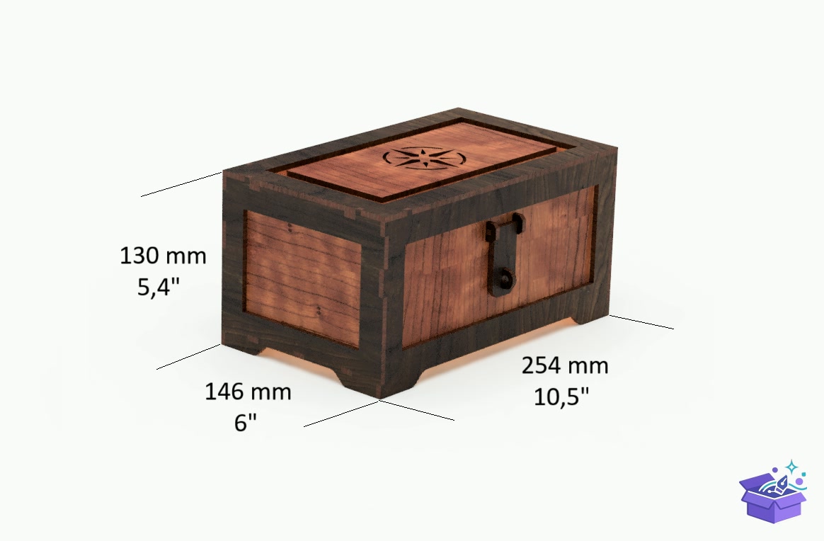 Lazer Kesim Treasure Kutu Pirate Style - Lazer Kesim ve Çizim Dosyası (SVG, DXF, EPS, PNG) - detaylı önizleme 2