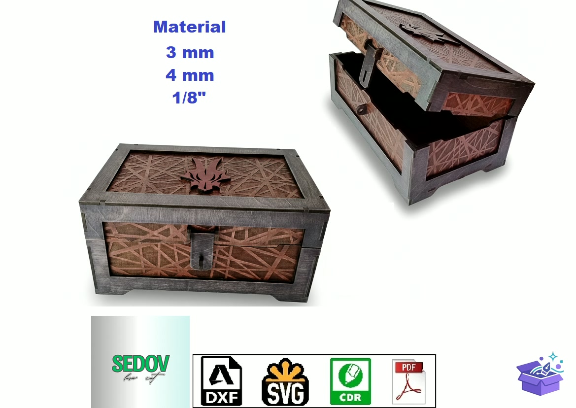 Lazer Kesim Engraved Ahşap Keepsake Kutu - Lazer Kesim ve Çizim Dosyası (SVG, DXF, EPS, PNG) - Lazer Kesim Dosyaları İndir (DXF, SVG, EPS)