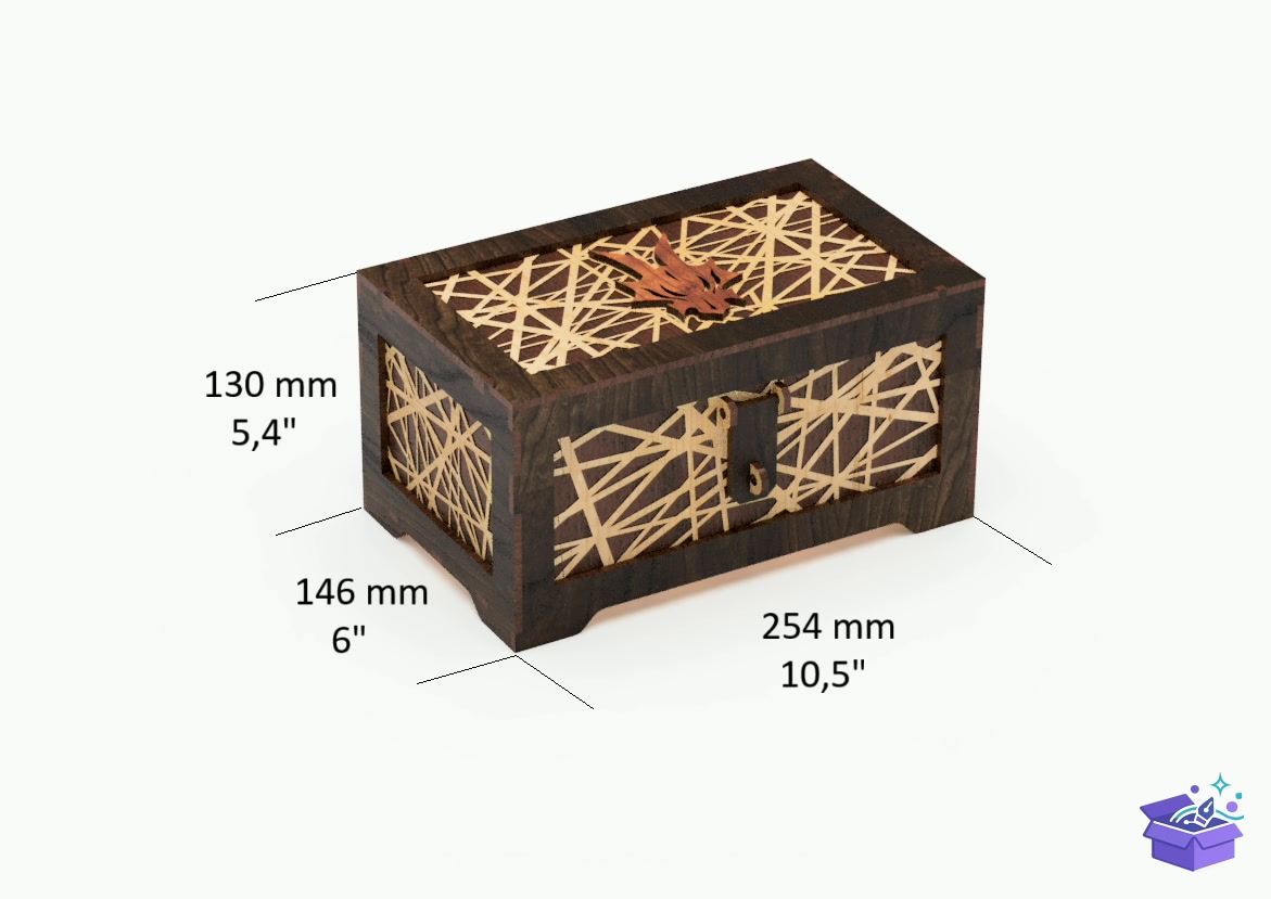 Lazer Kesim Engraved Ahşap Keepsake Kutu - Lazer Kesim ve Çizim Dosyası (SVG, DXF, EPS, PNG) - detaylı önizleme 2
