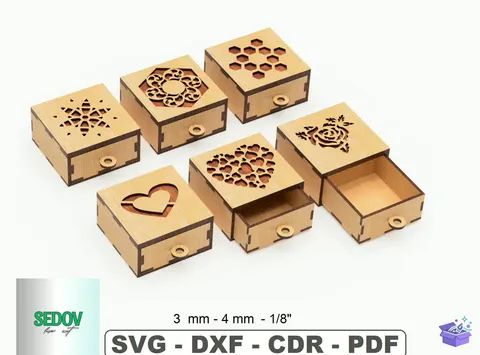 Lazer Kesim Decorative Gift Drawer Kutu - 3D Baskı ve Model Dosyası (STL, OBJ, 3MF) - Lazer Kesim Dosyaları İndir (STL, OBJ, 3MF)