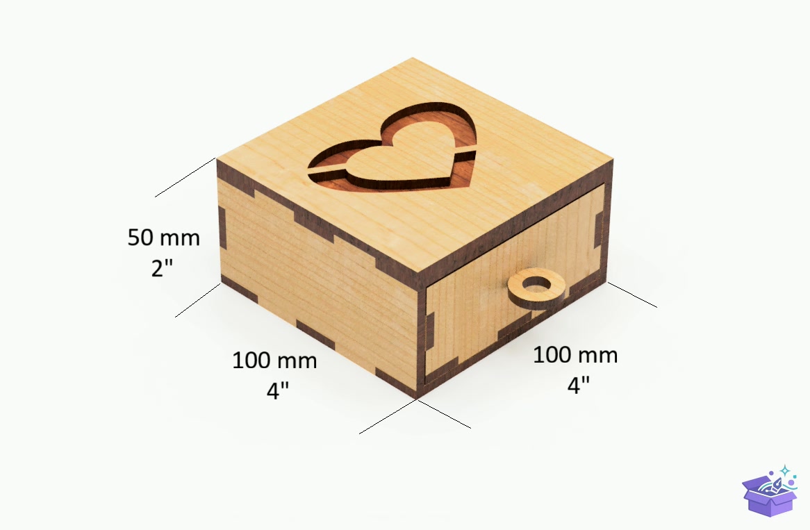 Lazer Kesim Decorative Gift Drawer Kutu - 3D Baskı ve Model Dosyası (STL, OBJ, 3MF) - detaylı önizleme 3