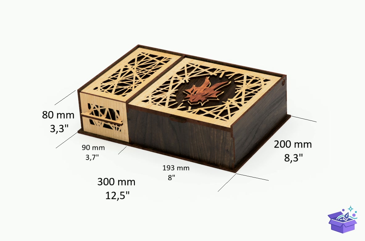 Lazer Kesim Trinket Kutu With Lid And Drawe - Lazer Kesim ve Çizim Dosyası (SVG, DXF, EPS, PNG) - detaylı önizleme 2