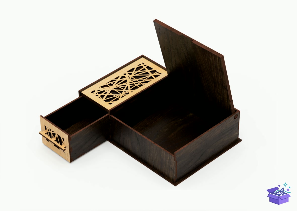 Lazer Kesim Trinket Kutu With Lid And Drawe - Lazer Kesim ve Çizim Dosyası (SVG, DXF, EPS, PNG) - detaylı önizleme 4