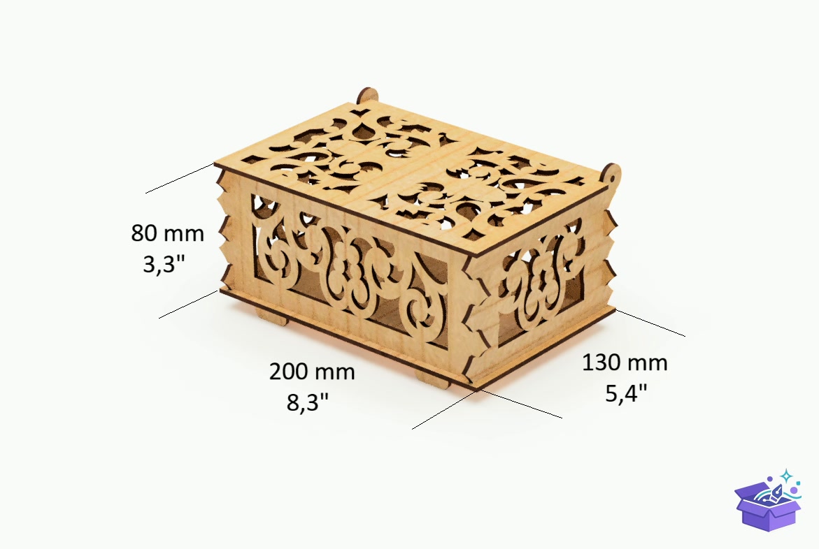 Lazer Kesim Decorative Kutu With Openwork - Lazer Kesim ve Çizim Dosyası (SVG, DXF, EPS, PNG) - detaylı önizleme 2