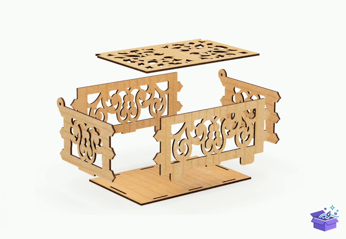 Lazer Kesim Decorative Kutu With Openwork - Lazer Kesim ve Çizim Dosyası (SVG, DXF, EPS, PNG) - detaylı önizleme 3
