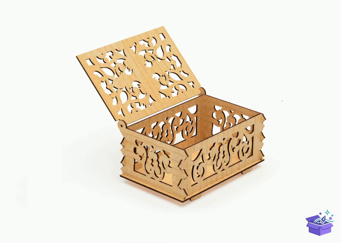 Lazer Kesim Decorative Kutu With Openwork - Lazer Kesim ve Çizim Dosyası (SVG, DXF, EPS, PNG) - detaylı önizleme 4