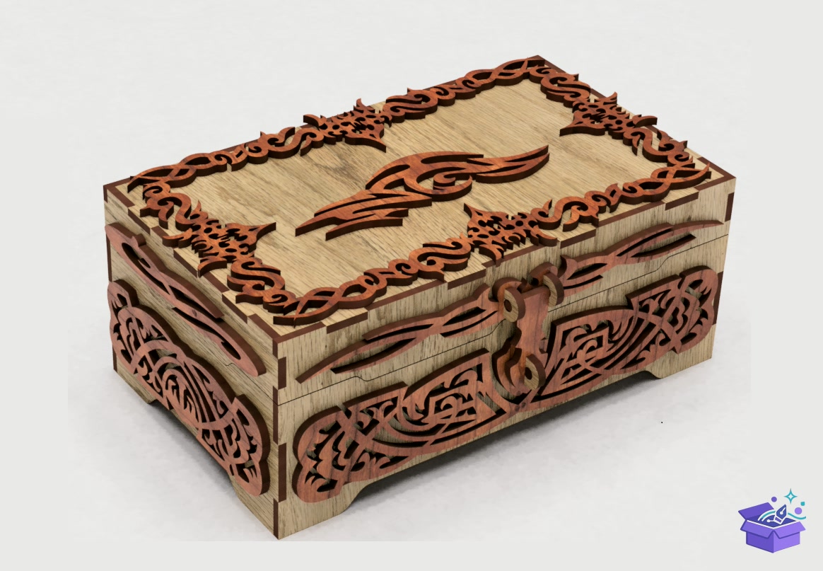 Lazer Kesim Casket Ornate Memory Kutu - Lazer Kesim ve Çizim Dosyası (SVG, DXF, EPS, PNG) - detaylı önizleme 6
