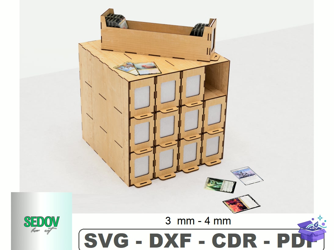 Organizer Kutu For CCG Cards Lazer Kesim - Lazer Kesim ve Çizim Dosyası (SVG, DXF, EPS, PNG) - Lazer Kesim Dosyaları İndir (DXF, SVG, EPS)