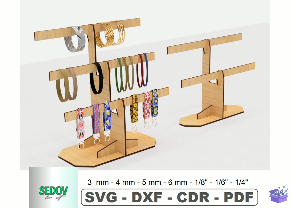 Bracelet And Anahtarlık Stand Lazer Kesim - El İşi ve Kesim Dosyası (SVG, DXF, EPS, PNG) - detaylı önizleme 5