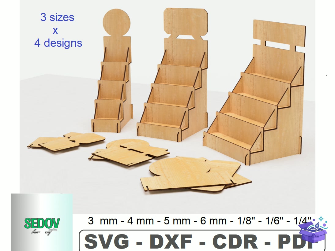 Retail Counter Display Stand Lazer Kesim - Lazer Kesim ve Çizim Dosyası (SVG, DXF, EPS, PNG) - Lazer Kesim Dosyaları İndir (DXF, SVG, AI)