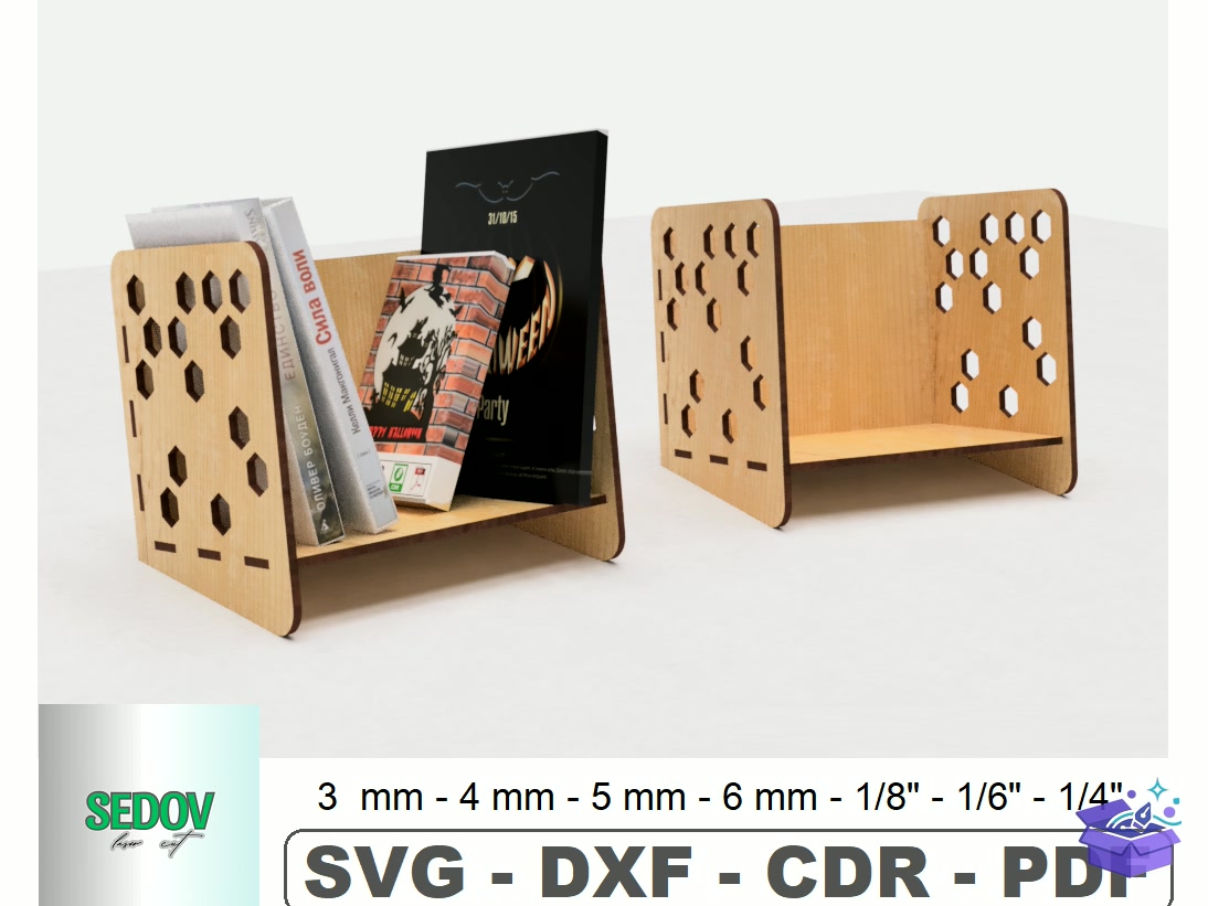 Simple Tabletop Bookshelf Laser - Lazer Kesim ve Çizim Dosyası (SVG, DXF, EPS, PNG) - Lazer Kesim Dosyaları İndir (DXF, SVG, EPS)