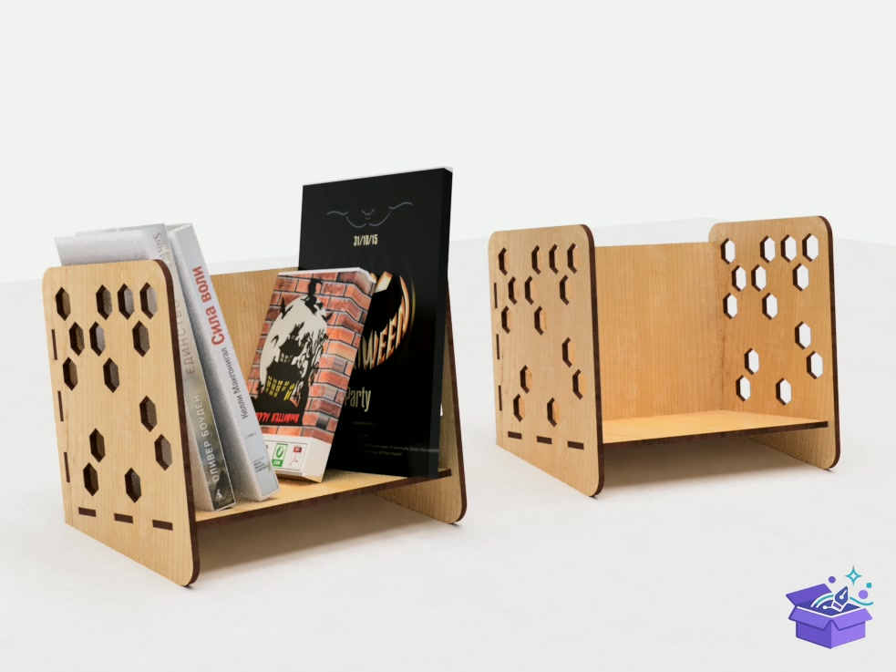 Simple Tabletop Bookshelf Laser - Lazer Kesim ve Çizim Dosyası (SVG, DXF, EPS, PNG) - detaylı önizleme 4