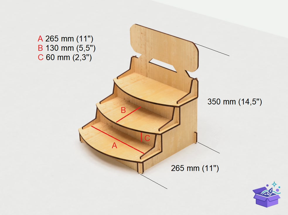 Retail Counter Display Stand Lazer Kesim - Lazer Kesim ve Çizim Dosyası (SVG, DXF, EPS, PNG) - detaylı önizleme 4