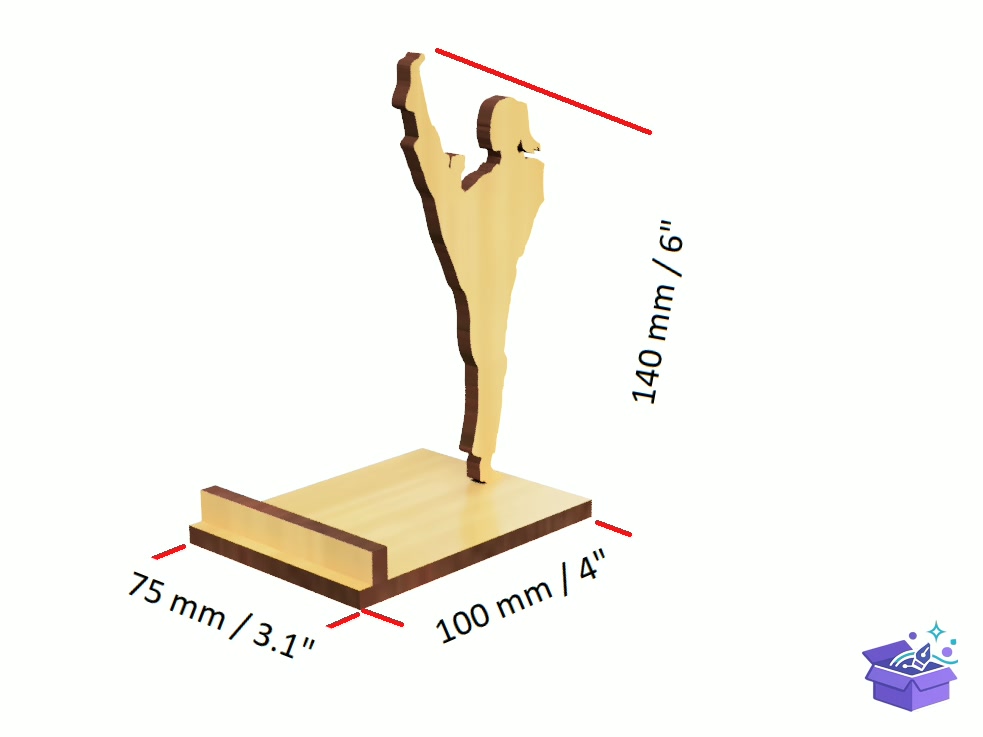 Lazer Kesim Karate Pose Telefon Standı - Lazer Kesim ve Çizim Dosyası (SVG, DXF, EPS, PNG) - detaylı önizleme 2