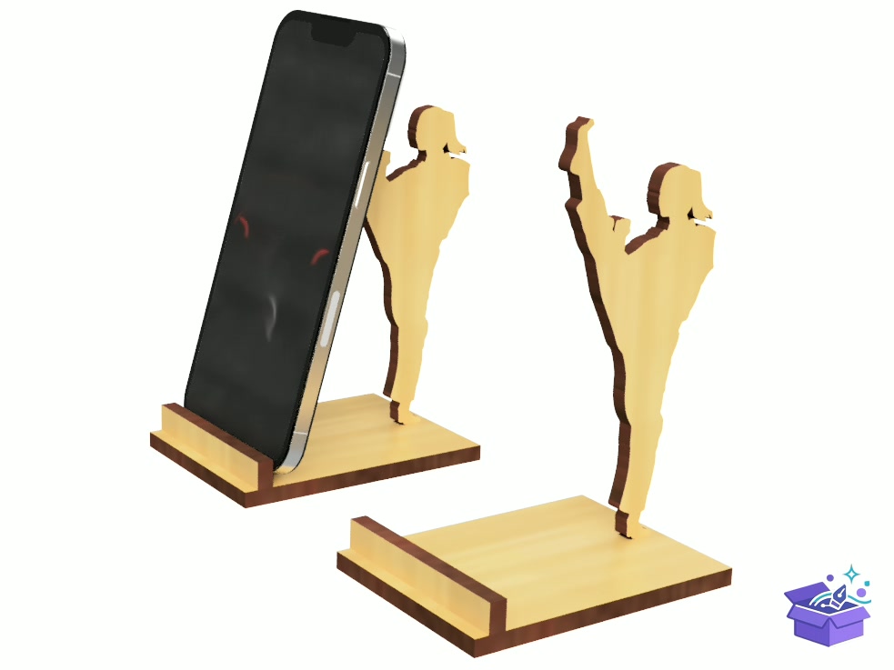 Lazer Kesim Karate Pose Telefon Standı - Lazer Kesim ve Çizim Dosyası (SVG, DXF, EPS, PNG) - detaylı önizleme 3