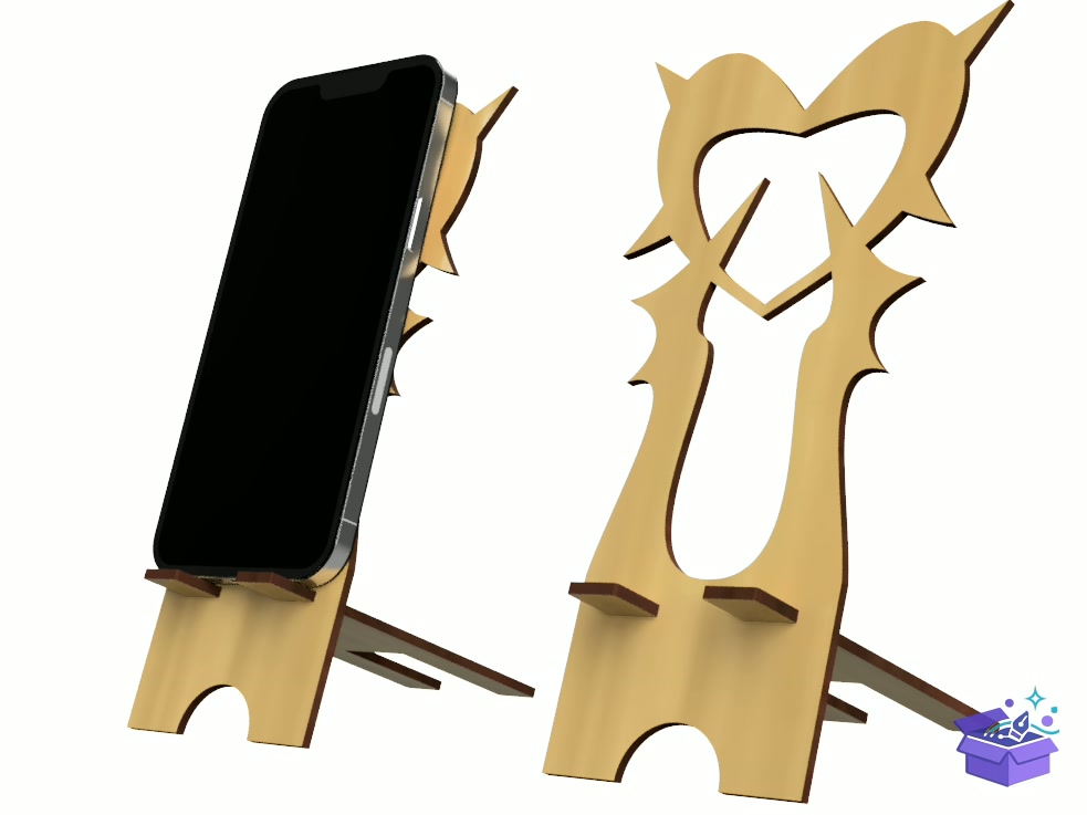 Lazer Kesim Telefon Standı Prickly Kalp Temalı - Lazer Kesim ve Çizim Dosyası (SVG, DXF, EPS, PNG) - detaylı önizleme 3