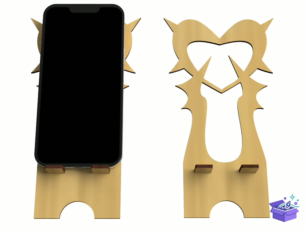 Lazer Kesim Telefon Standı Prickly Kalp Temalı - Lazer Kesim ve Çizim Dosyası (SVG, DXF, EPS, PNG) - detaylı önizleme 4