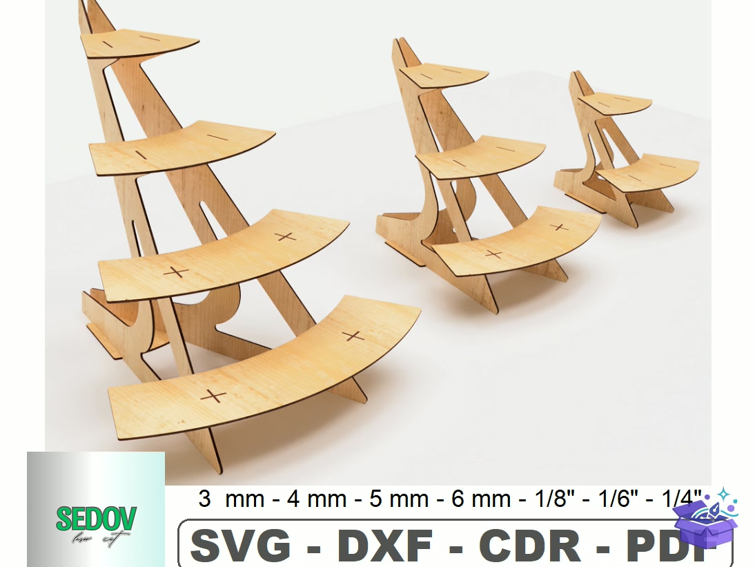Rounded Stand Raflar Lazer Kesim - Lazer Kesim ve Çizim Dosyası (SVG, DXF, EPS, PNG) - Lazer Kesim Dosyaları İndir (DXF, SVG, AI)