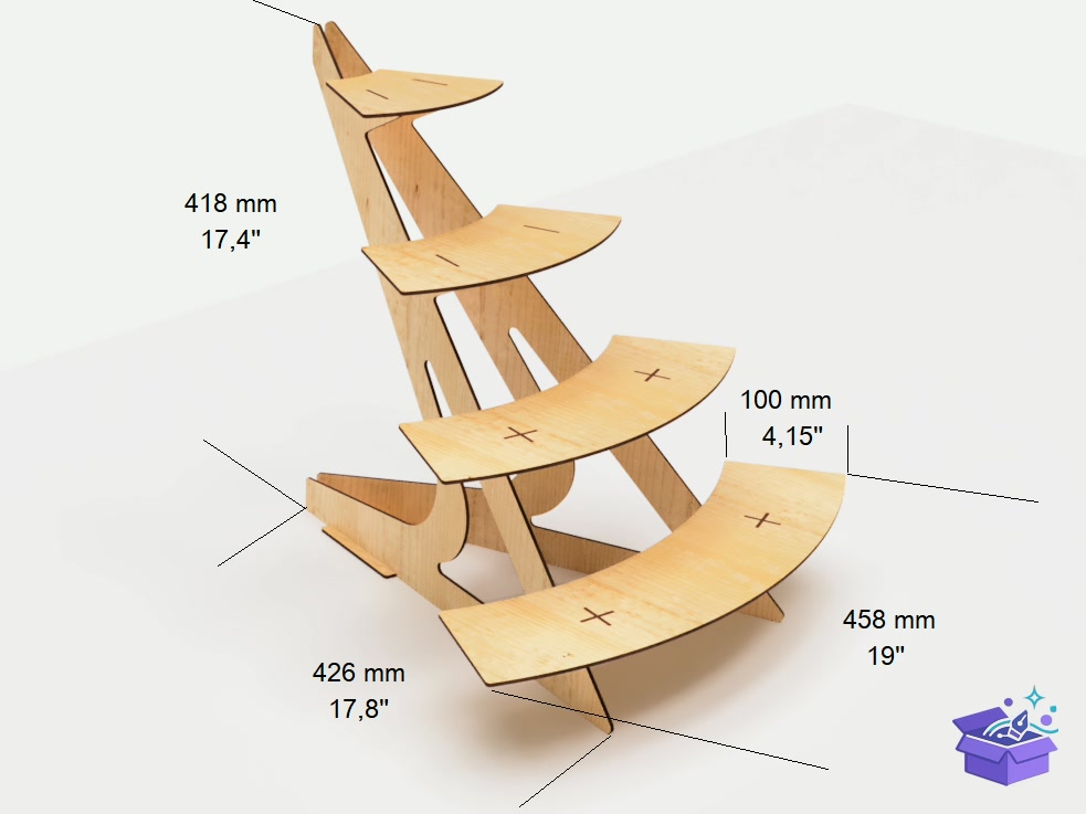 Rounded Stand Raflar Lazer Kesim - Lazer Kesim ve Çizim Dosyası (SVG, DXF, EPS, PNG) - detaylı önizleme 2