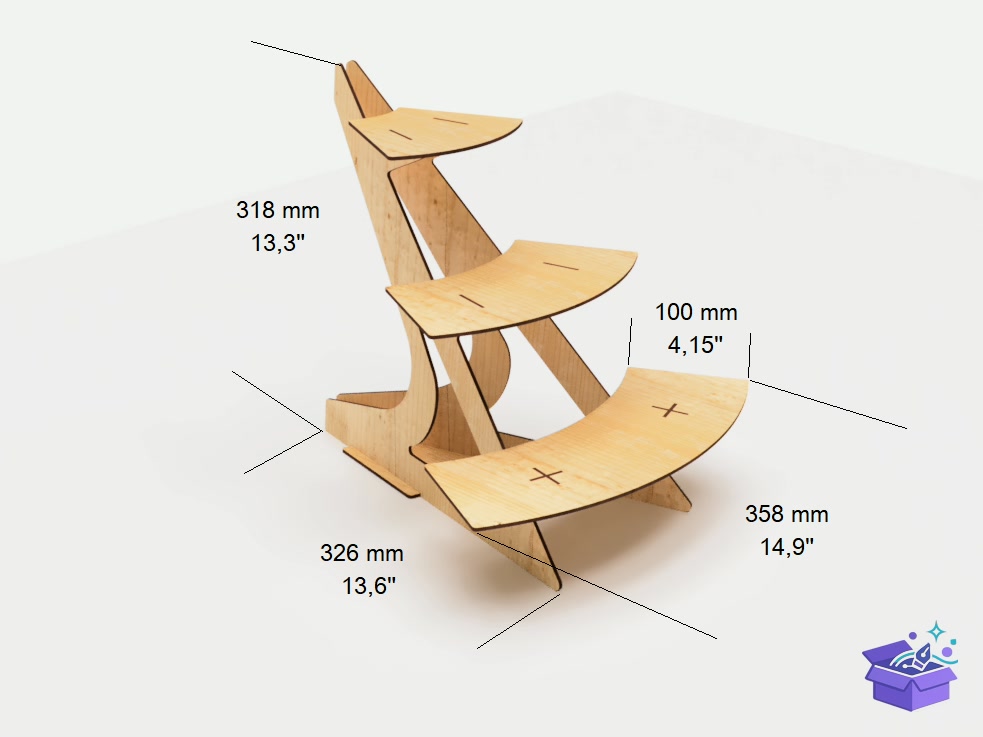 Rounded Stand Raflar Lazer Kesim - Lazer Kesim ve Çizim Dosyası (SVG, DXF, EPS, PNG) - detaylı önizleme 3