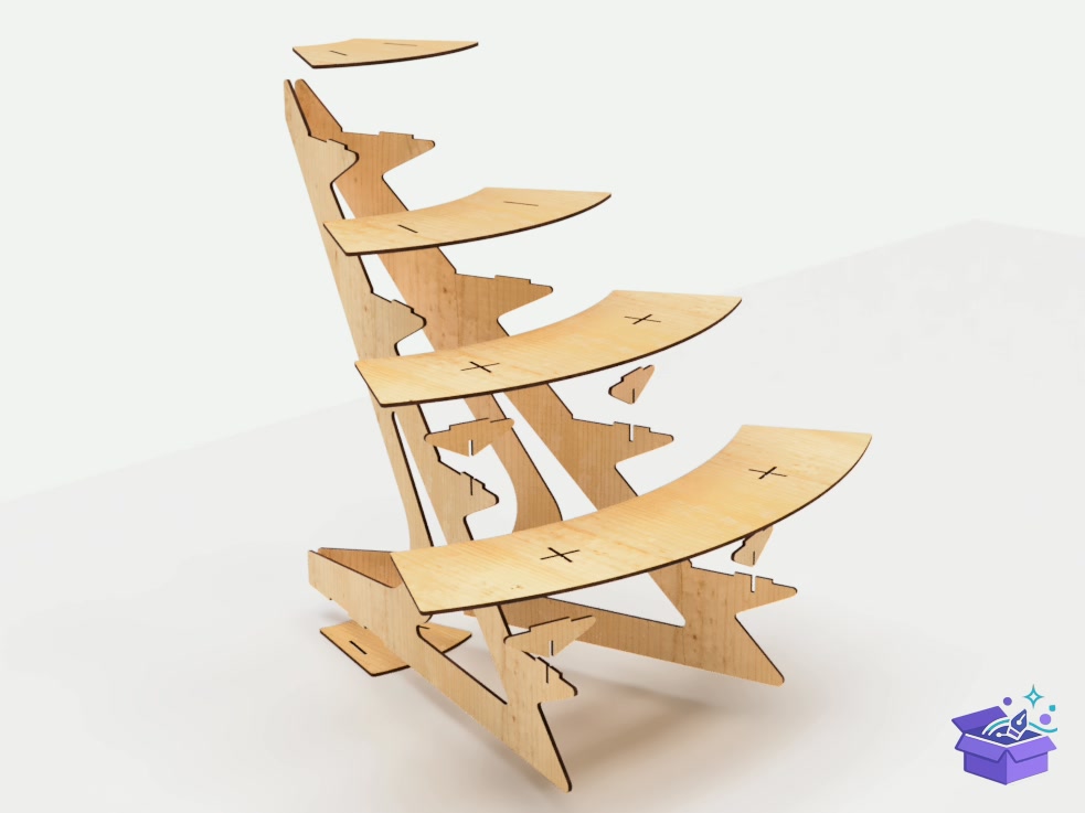 Rounded Stand Raflar Lazer Kesim - Lazer Kesim ve Çizim Dosyası (SVG, DXF, EPS, PNG) - detaylı önizleme 5