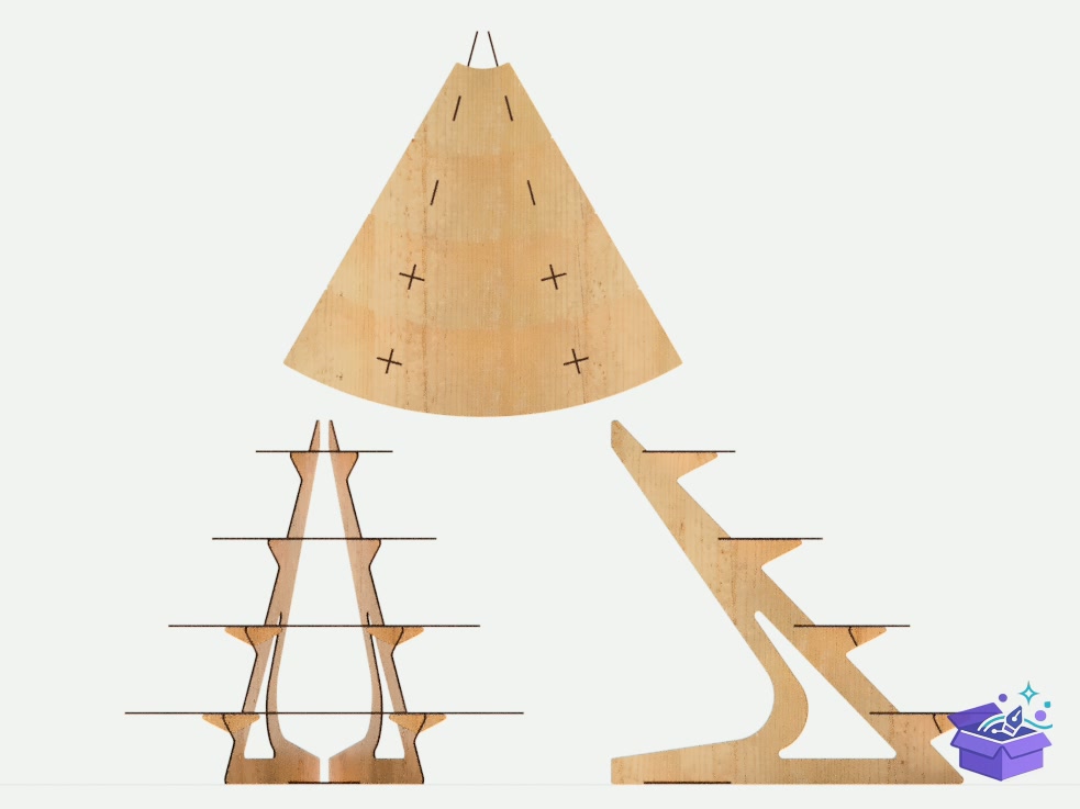 Rounded Stand Raflar Lazer Kesim - Lazer Kesim ve Çizim Dosyası (SVG, DXF, EPS, PNG) - detaylı önizleme 6