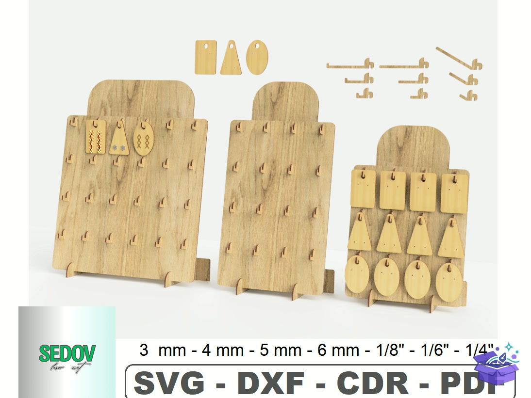 Küpe Display Stand Laser - Lazer Kesim ve Çizim Dosyası (SVG, DXF, EPS, PNG) - Lazer Kesim Dosyaları İndir (DXF, SVG, EPS)