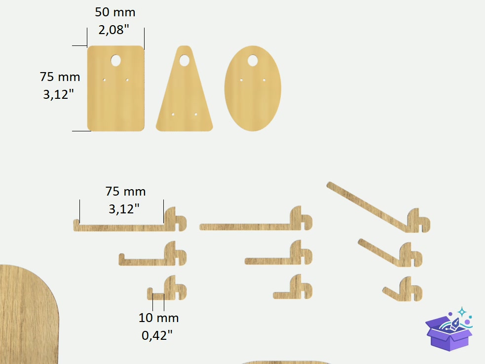 Küpe Display Stand Laser - Lazer Kesim ve Çizim Dosyası (SVG, DXF, EPS, PNG) - detaylı önizleme 3
