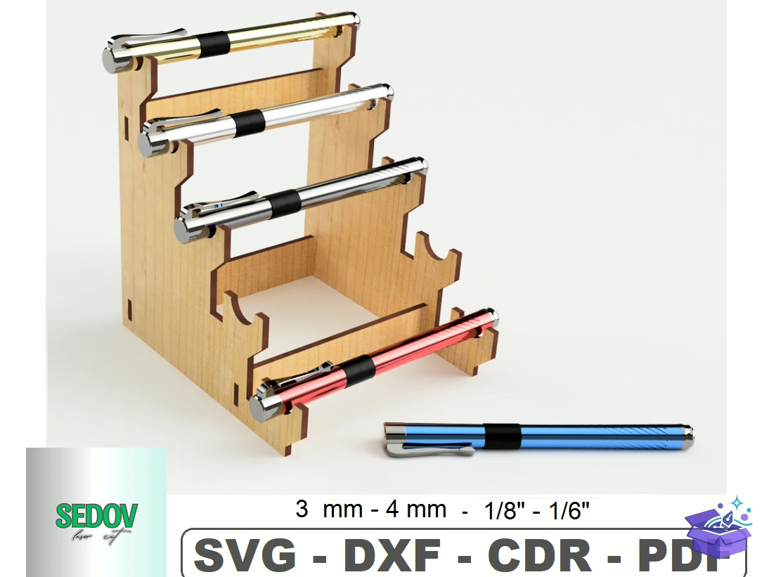 Stand For Five Pens • Laser - Lazer Kesim ve Çizim Dosyası (SVG, DXF, EPS, PNG) - Lazer Kesim Dosyaları İndir (DXF, SVG, AI)