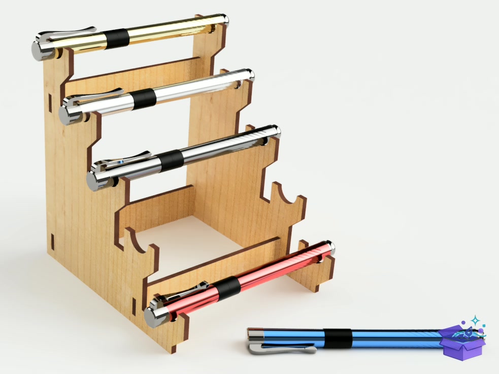 Stand For Five Pens • Laser - Lazer Kesim ve Çizim Dosyası (SVG, DXF, EPS, PNG) - detaylı önizleme 4