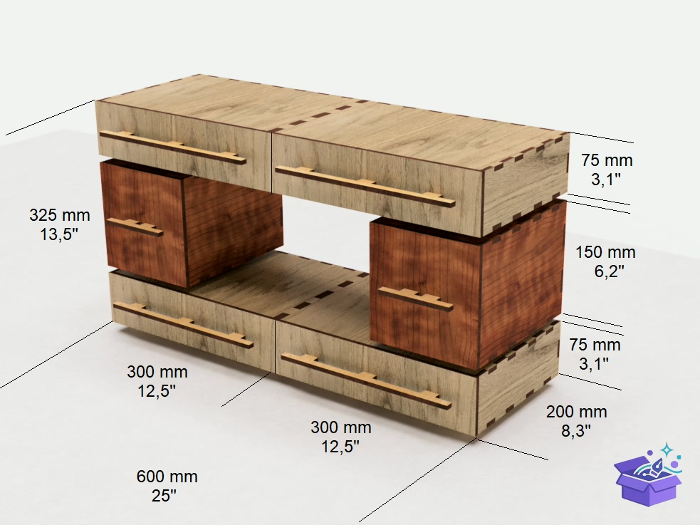Drawing Table Superstructure With Drawer - Lazer Kesim ve Çizim Dosyası (SVG, DXF, EPS, PNG) - detaylı önizleme 2