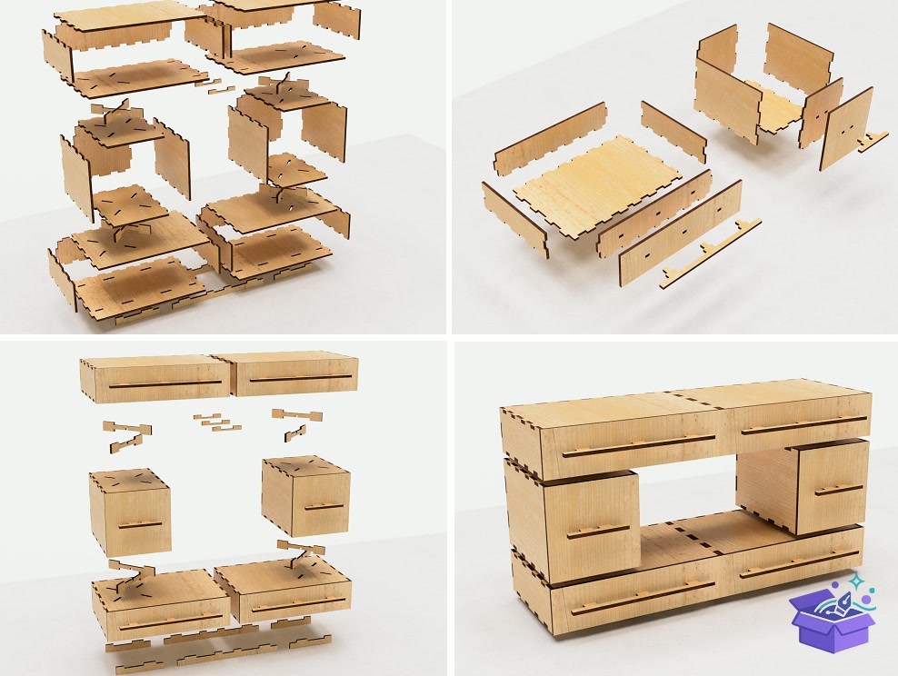 Drawing Table Superstructure With Drawer - Lazer Kesim ve Çizim Dosyası (SVG, DXF, EPS, PNG) - detaylı önizleme 3