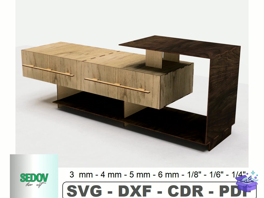 Table Duvar Rafı With Drawers Lazer Kesim - Lazer Kesim ve Çizim Dosyası (SVG, DXF, EPS, PNG) - Lazer Kesim Dosyaları İndir (DXF, SVG, EPS)
