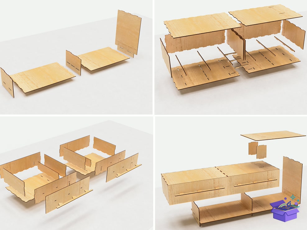 Table Duvar Rafı With Drawers Lazer Kesim - Lazer Kesim ve Çizim Dosyası (SVG, DXF, EPS, PNG) - detaylı önizleme 3