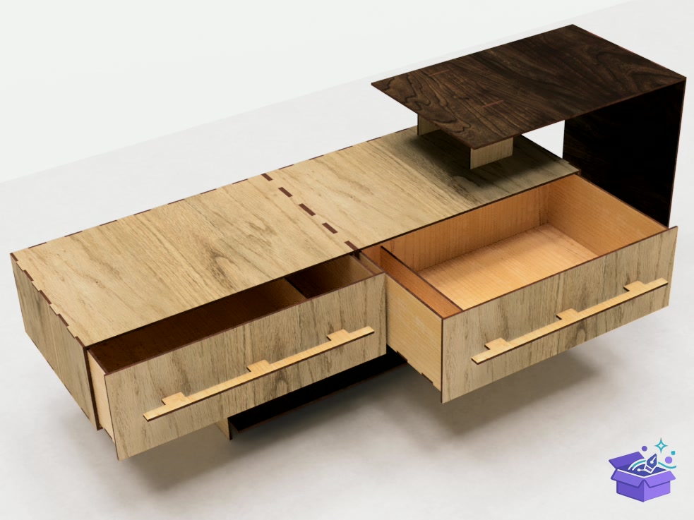 Table Duvar Rafı With Drawers Lazer Kesim - Lazer Kesim ve Çizim Dosyası (SVG, DXF, EPS, PNG) - detaylı önizleme 5
