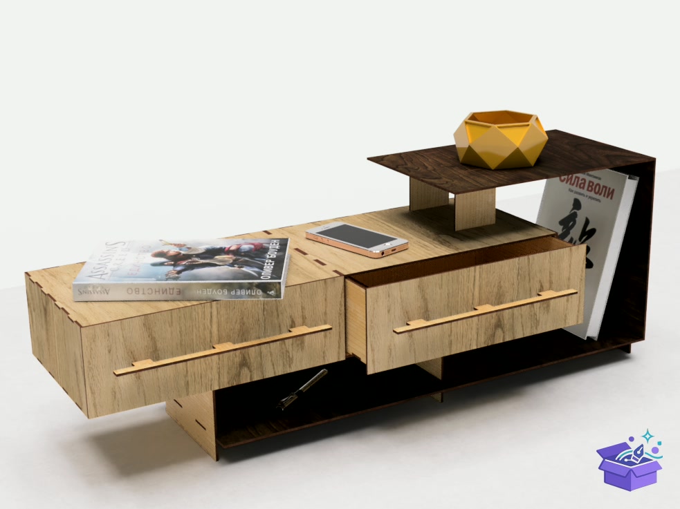 Table Duvar Rafı With Drawers Lazer Kesim - Lazer Kesim ve Çizim Dosyası (SVG, DXF, EPS, PNG) - detaylı önizleme 6